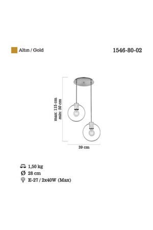 Hella 2-teiliger Goldkronleuchter 2xe27 1546-8-02 - 5