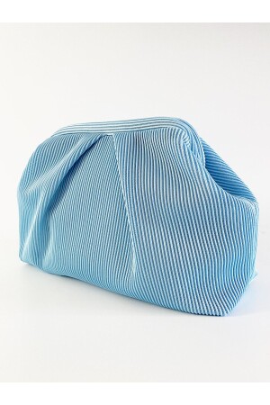 Hellblaue Plissee-Clutch-Handtasche für Damen - 2