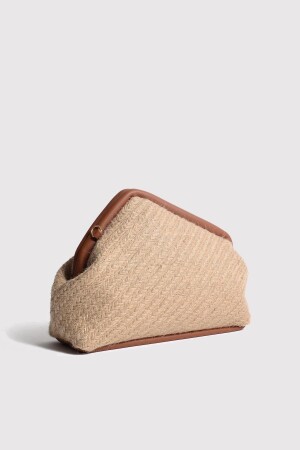 Hellbraune Damen-Clutch aus Jute-Stroh - 4