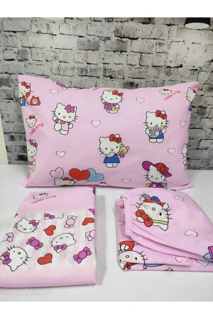 Hello Kitty Pamuklu Kumaş Nevresim Takımı ( Çarşafı Lastikli ) hellokitty-nevresim - 2