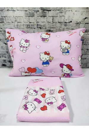 Hello Kitty Pamuklu Kumaş Tek Kişilik Nevresim Seti ( Çarşafsız ) hellokittynevresimseti - 3