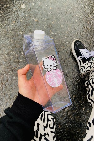 Hello Kitty Suluk 500ml Mika Süt Kutu Tasarımlı Su Kahve İçecek Şişesi Hello Kitty Starbucks Matara Yushi-MATARA-HELLOKITTY - 7