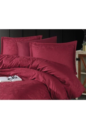 Hemera Burgundy V2 Jacquard-Baumwollsatin-Doppelbettbezug-Set - 1