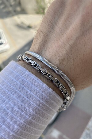 Herren-Armbandkette aus 100 % Stahl, 2er-Set, läuft nicht an, verblasst nicht, rostet nicht, verblasst nicht - 1