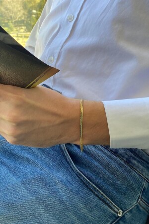 Herren-Kettenarmband mit Fischgrätenmuster aus 14 Karat Gold - 4