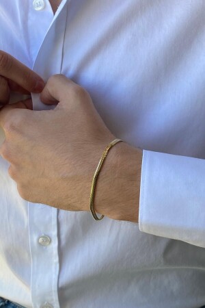 Herren-Kettenarmband mit Fischgrätenmuster aus 14 Karat Gold - 9