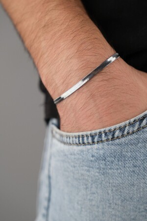 Herren-Lederarmband mit Stahlschloss verblasst nicht - 1