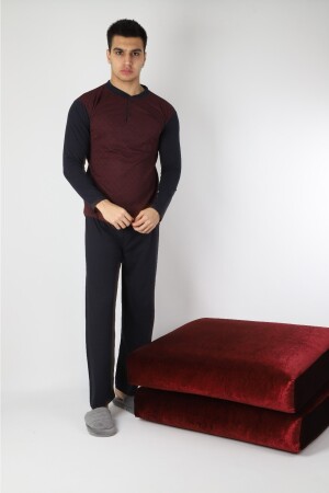 Herren-Pyjama-Set aus Single-Jersey-Jacquard aus 100 % Baumwolle 1045 TYC00318005804 - 7