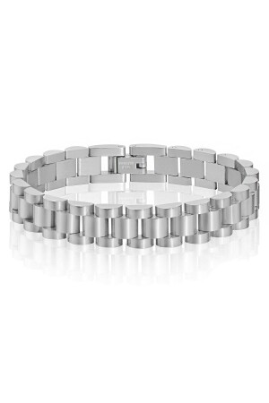 Herrenarmband aus glänzendem und mattem Stahl 316 L, Grau, Ed02 - 2