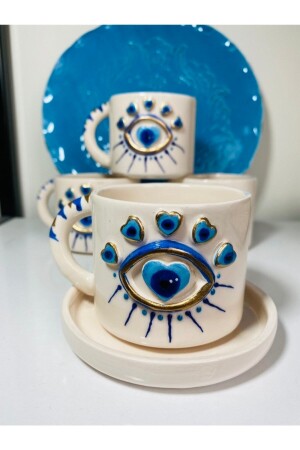 Herz-Auge-handgemachtes Geschenk-Keramik-Kaffeetasse 113311221122114433221144455 - 5