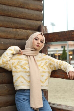 Hijab-Crash-Jazz-Schal aus Baumwolle, Modell – Beige - 3