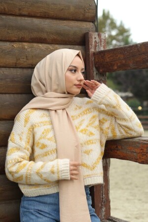 Hijab-Crash-Jazz-Schal aus Baumwolle, Modell – Beige - 4