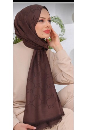 Hijab Damen-Schal mit Gucci-Muster, Baumwoll-Jacquard, Schal mit G-Muster, Braun - 4