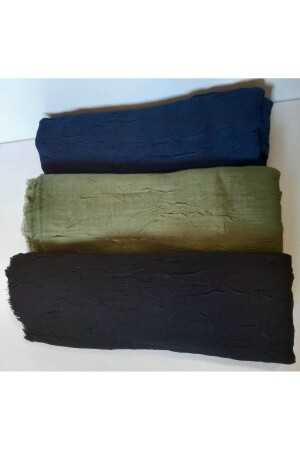 Hijab-Damenschal aus Bambus, Schalmodell, 3er-Set, Marineblau-Khaki-Schwarz - 3