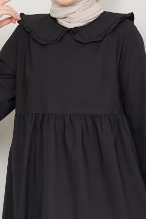 Hijab-Kleid mit Babykragen, Schwarz - 4