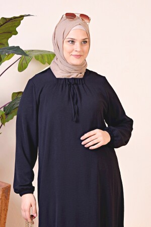 Hijab-Kleid mit bequemer Passform für Damen in Übergröße, Viskose, Schwarz - 4