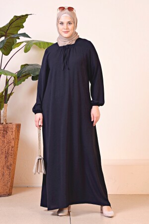 Hijab-Kleid mit bequemer Passform für Damen in Übergröße, Viskose, Schwarz - 5