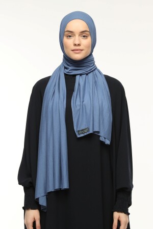 Hijab-Schal aus gekämmter Baumwolle, einfarbig, Denim - 1