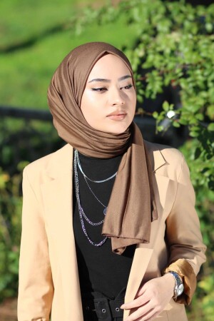 Hijab-Schal aus gekämmter Baumwolle, Modell Hijab – Schokolade - 3