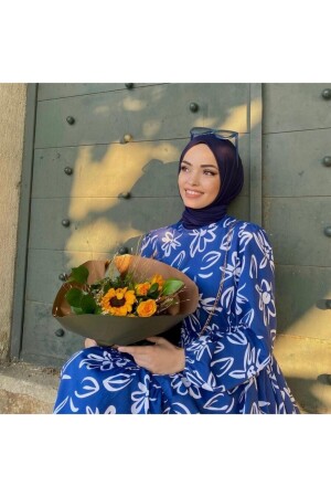 Hijab-Schal aus gekämmter Baumwolle, Modell: Marineblau - 2