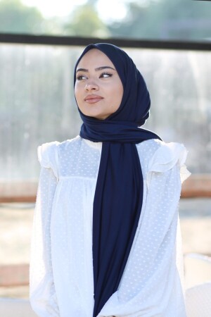 Hijab-Schal aus gekämmter Baumwolle, Modell – Marineblau - 5