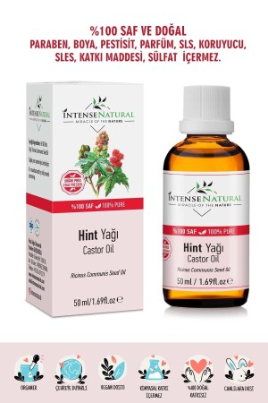 Hint Yağı Soğuk Sıkım 50 ml %100 Saf Ve Doğal Castor Carrier Oil - 1