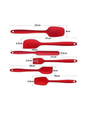 Hitzebeständiges, feuerfestes, antihaftbeschichtetes Silikon-Spatel-Set, 6-teilig - 4