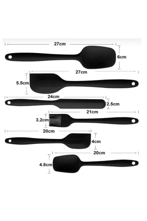 Hitzebeständiges, feuerfestes, antihaftbeschichtetes Silikon-Spatel-Set, 6-teilig, schwarze Farbe / verpacktes Produkt MG/SILICON/SPATULA/SET/6PCS - 4