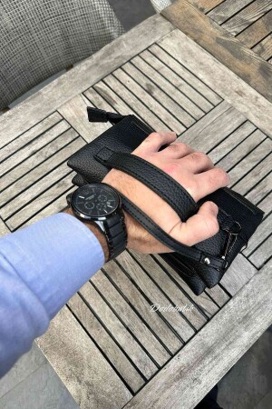 Hochwertige schwarze Hand- und Handgelenktasche für Herren - 4