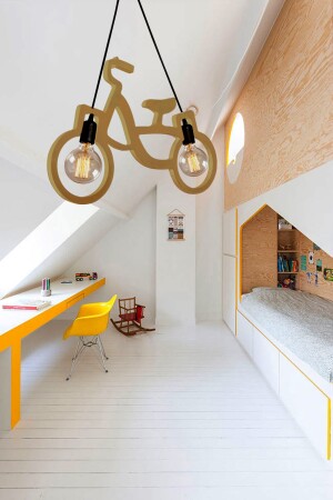 Holz Holz Fahrrad Pendelleuchte Kronleuchter Holz Luxus Rustikal Modern Dekorativ Mädchenzimmer Kronleuchter NTRLBSKL1 - 4