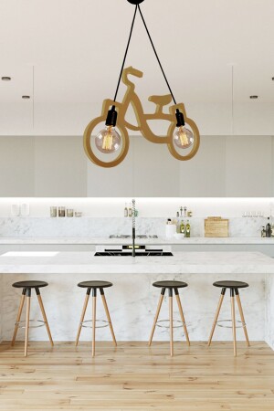 Holz Holz Fahrrad Pendelleuchte Kronleuchter Holz Luxus Rustikal Modern Dekorativ Mädchenzimmer Kronleuchter NTRLBSKL1 - 5