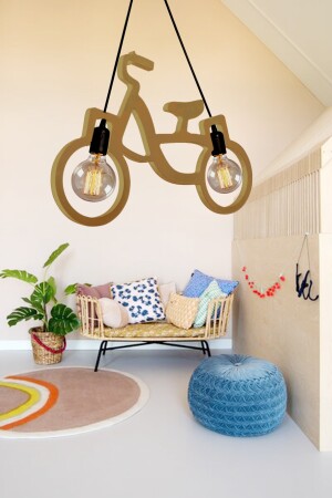 Holz Holz Fahrrad Pendelleuchte Kronleuchter Holz Luxus Rustikal Modern Dekorativ Mädchenzimmer Kronleuchter NTRLBSKL1 - 6