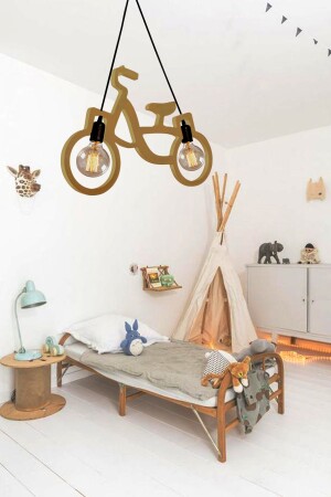 Holz Holz Fahrrad Pendelleuchte Kronleuchter Holz Luxus Rustikal Modern Dekorativ Mädchenzimmer Kronleuchter NTRLBSKL1 - 9