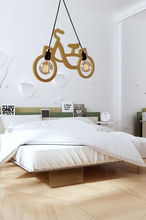 Holz Holz Fahrrad Pendelleuchte Kronleuchter Holz Luxus Rustikal Modern Dekorativ Mädchenzimmer Kronleuchter NTRLBSKL1 - 3