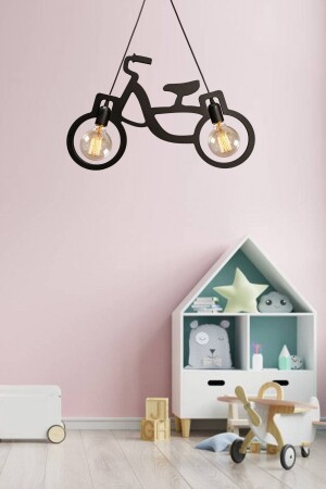 Holz Holz schwarz Fahrrad Pendelleuchte Kronleuchter Holz Luxus rustikale moderne dekorative Lampe Kinderzimmer Kronleuchter - 6