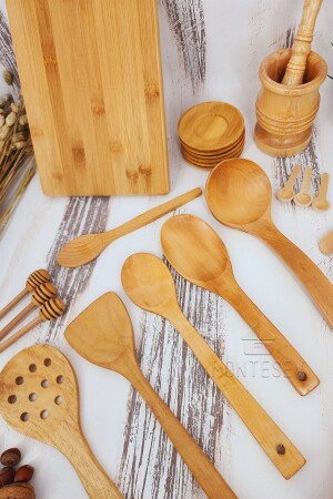 Holz-Küchenlöffel-Set, Roller, 24-teilig, Löffel aus Buchen-, Buchsbaum- und Bambusholz, SR016 - 4