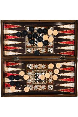 Holz-Pailletten-Backgammon, massives Perlmutt-Backgammon, Holz-Pailletten-Perlmutt-Backgammon, 50 x 50 cm, große Größe, 45541 - 5