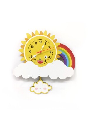 Hölzerne Wolke Kinderzimmer-Wanduhr mit schwingendem Pendel srkc5 - 1