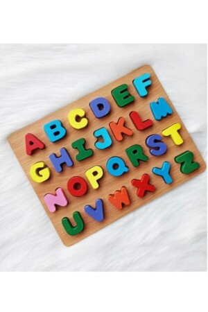 Hölzernes 3D-Großbuchstaben-Alphabet-Puzzle, Puzzle-Suchstecker, Lernspielzeug für Kinder, RoseRoi-3302288-7475 - 5