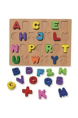 Hölzernes 3D-Großbuchstaben-Alphabet-Puzzle, Puzzle-Suchstecker, Lernspielzeug für Kinder, RoseRoi-3302288-7475 - 6