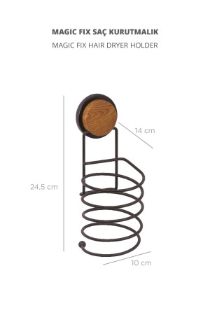 Holzgemusterter Magic Fix Magic selbstklebender schwarzer Haartrockner-Aufhänger MGS-710W - 4