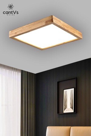 Holzgerahmte Decken-LED-Panel-Beleuchtung, 60 x 60 cm, Kronleuchter, Wohnzimmer, Schlafzimmer, Küche, 6500 K weißes Licht TR199374 - 2