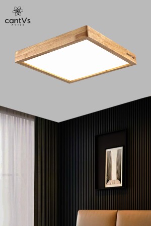 Holzgerahmte Decken-LED-Panel-Beleuchtung, 60 x 60 cm, Kronleuchter, Wohnzimmer, Schlafzimmer, Küche, 6500 K weißes Licht TR199374 - 4