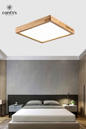 Holzgerahmte Decken-LED-Panel-Beleuchtung, 60 x 60 cm, Kronleuchter, Wohnzimmer, Schlafzimmer, Küche, 6500 K weißes Licht TR199374 - 5