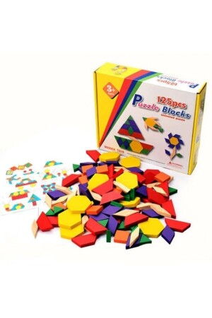 Holzspielzeug 125-teiliges pädagogisches Tangram-Puzzleblock-Set aus Holz TOY012 - 3