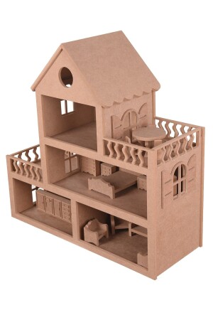 Holzspielzeug-Barbie-Haus + Holzminiatur-Spielzeugmöbel-Set - 6