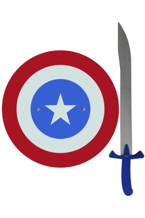 Holzspielzeug-Set mit 2 Captain America-Schild und blauem Schwert ETİCSET031 - 3