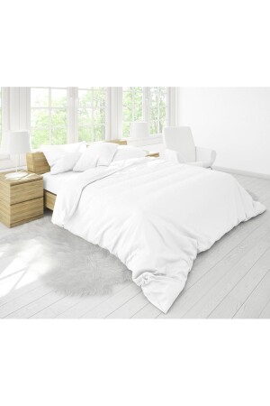 Home Ranforce Luxus-Doppelbettbezug-Set aus Baumwolle – Weißes Doppelbett-Bettbezug-Set 2 - 1