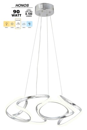 Honos Chrom moderne Pendelleuchte, weißes Licht, LED-Kronleuchter, Wohnzimmer, Küche, Zimmer, LED-Kronleuchter - 4