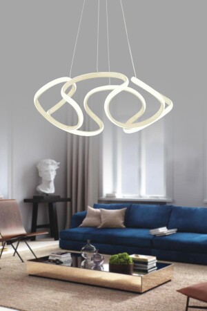 Honos Cremefarbene moderne Pendelleuchte, LED-Kronleuchter, Wohnzimmer, Küche, Zimmer, LED-Kronleuchter - 2